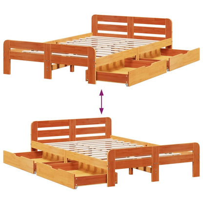 Cama sem colchão 120x200 cm madeira pinho maciça castanho-mel