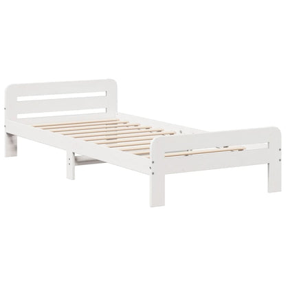 Cama sem colchão 100x200 cm madeira de pinho maciça branco