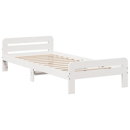 Cama sem colchão 90x200 cm madeira de pinho maciça branco