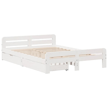 Cama sem colchão 140x190 cm madeira de pinho maciça branco