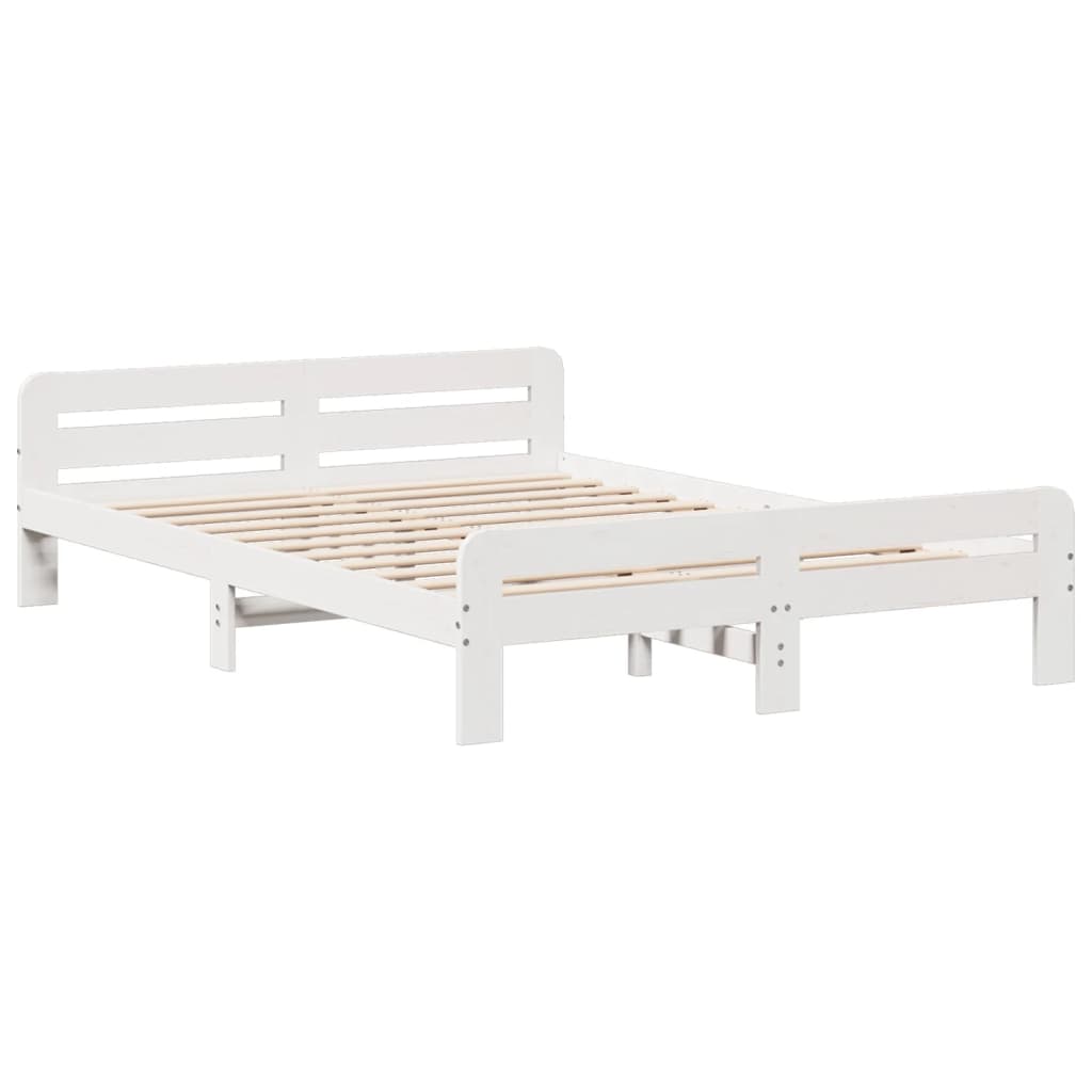 Cama sem colchão 140x190 cm madeira de pinho maciça branco