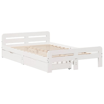 Cama sem colchão 135x190 cm madeira de pinho maciça branco