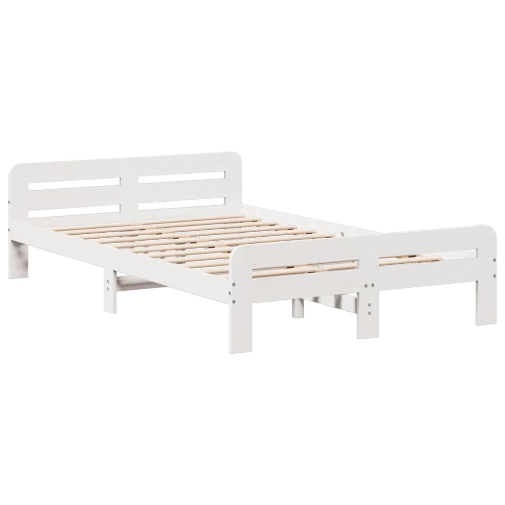 Cama sem colchão 135x190 cm madeira de pinho maciça branco