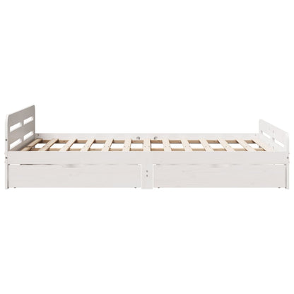 Cama sem colchão 135x190 cm madeira de pinho maciça branco