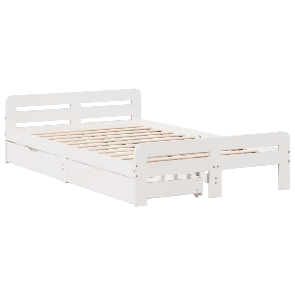 Cama sem colchão 120x190 cm madeira de pinho maciça branco