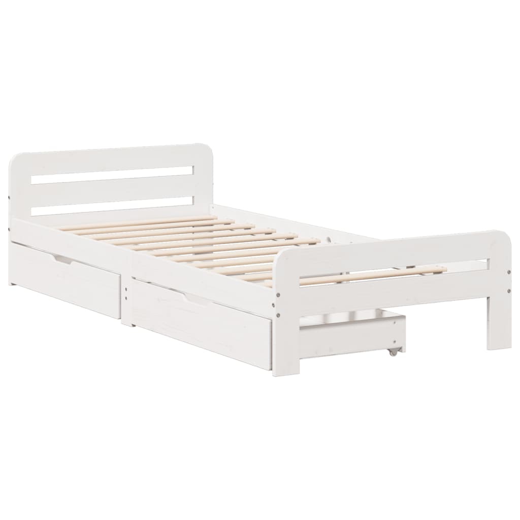 Cama sem colchão 90x190 cm madeira de pinho maciça branco