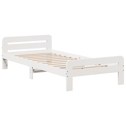 Cama sem colchão 90x190 cm madeira de pinho maciça branco