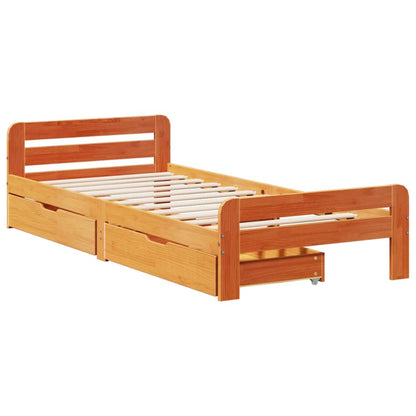 Cama sem colchão 90x190 cm madeira de pinho maciça castanho-mel