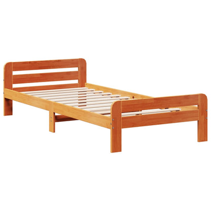 Cama sem colchão 90x190 cm madeira de pinho maciça castanho-mel