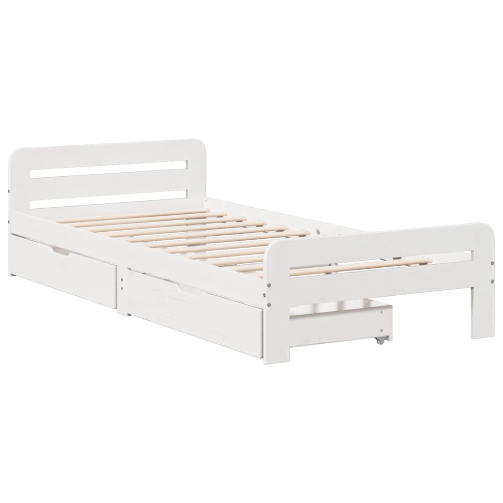 Cama sem colchão 75x190 cm madeira de pinho maciça branco