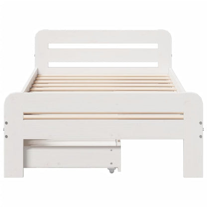 Cama sem colchão 75x190 cm madeira de pinho maciça branco