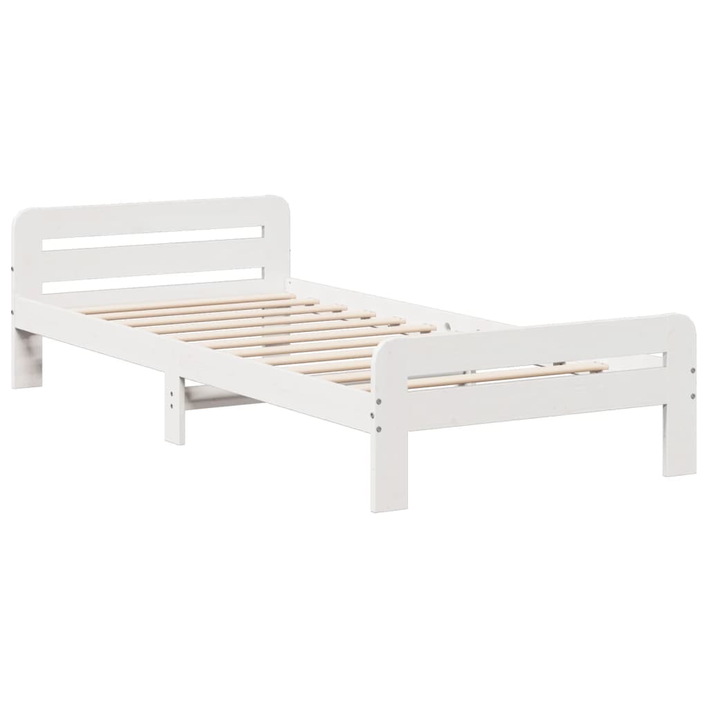 Cama sem colchão 75x190 cm madeira de pinho maciça branco