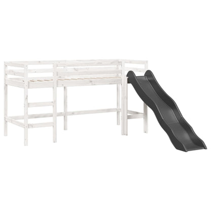 Cama alta criança c/ cortina 80x200cm pinho maciço branco/preto