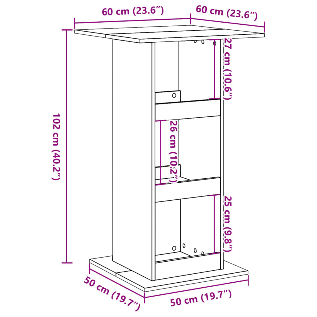 Mesa de bar c/ arrumação 60x60x102 cm derivados madeira branco