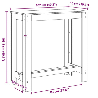 Mesa de bar 102x50x103,5 cm derivados madeira cinzento cimento