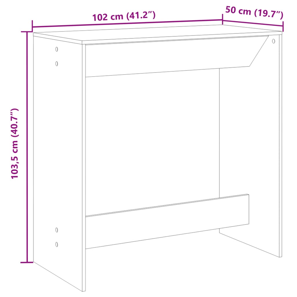 Mesa de bar 102x50x103,5 cm derivados de madeira branco