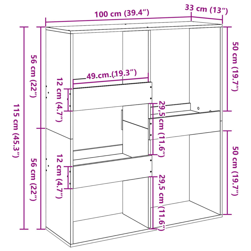 Estante/divisória 100x33x115 cm branco