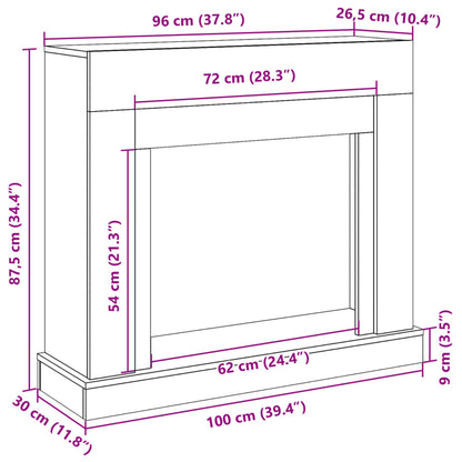 Cornija de lareira 100x30x87,5 cm derivados de madeira branco