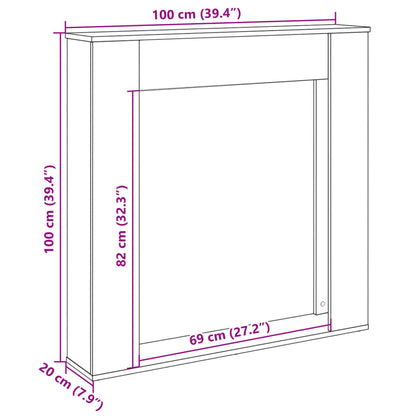 Cornija de lareira 100x20x100 cm derivados de madeira branco