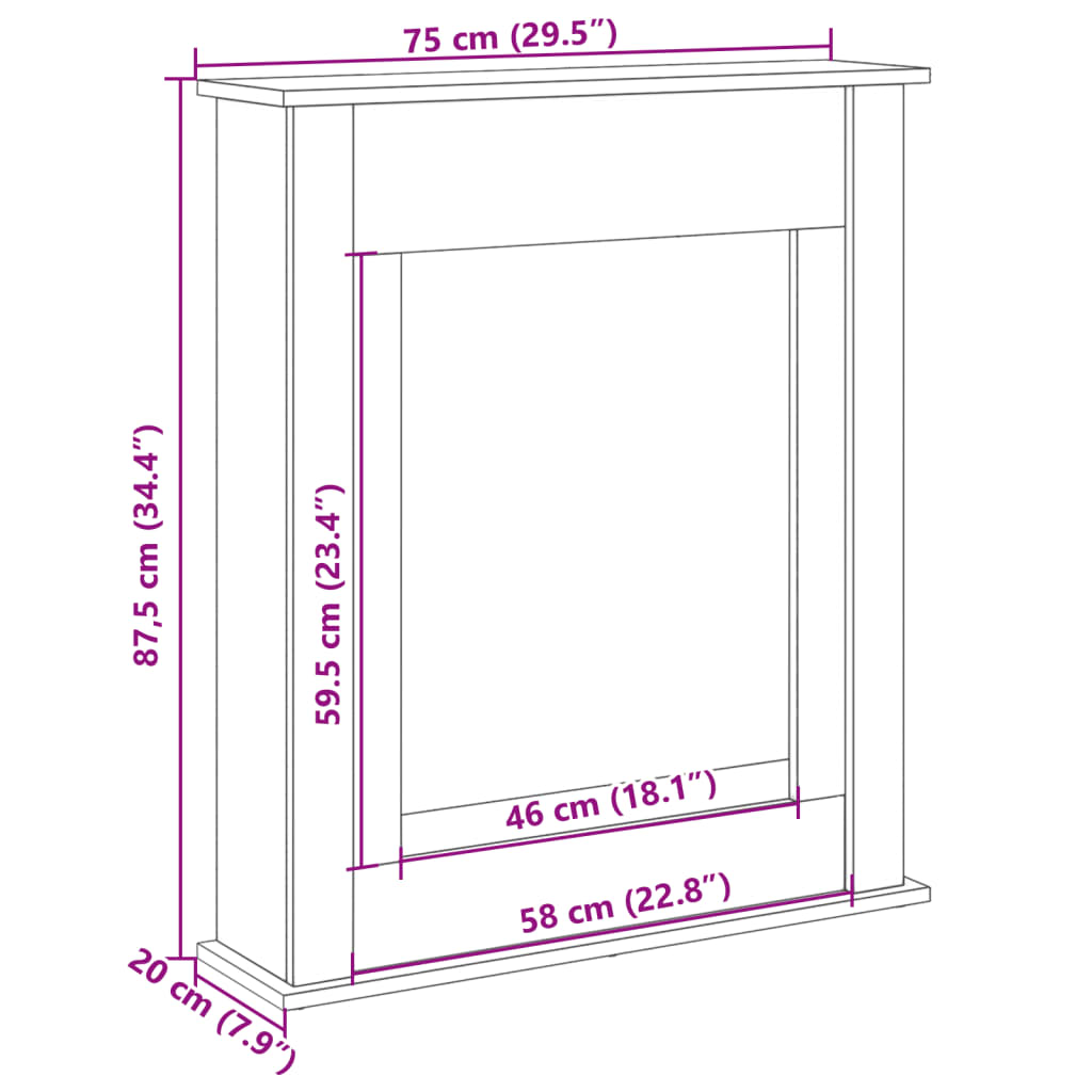 Cornija de lareira 75x20x87,5 cm derivados de madeira branco