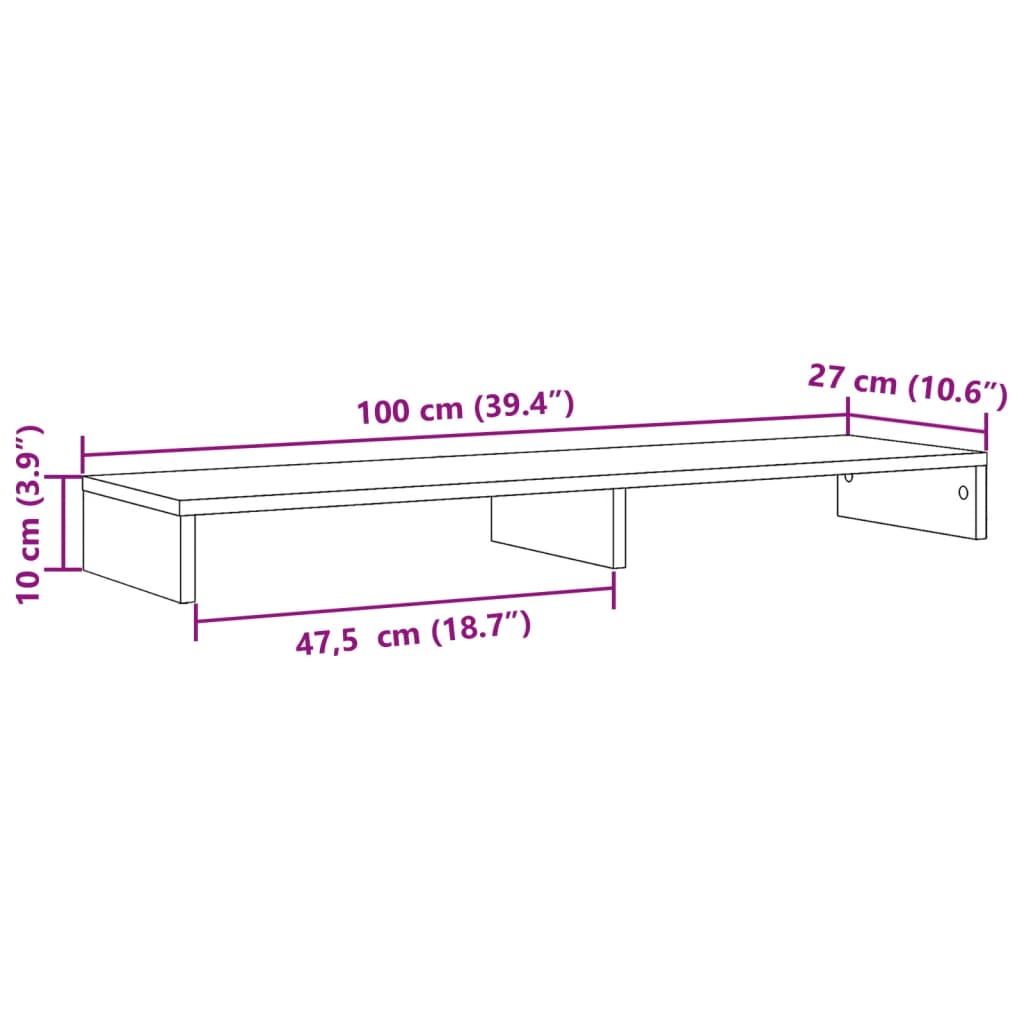 Suporte para monitor 100x27x10 cm derivados de madeira preto