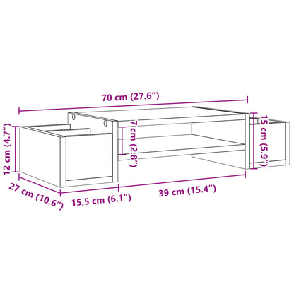 Suporte para monitor c/ arrumação derivados de madeira branco