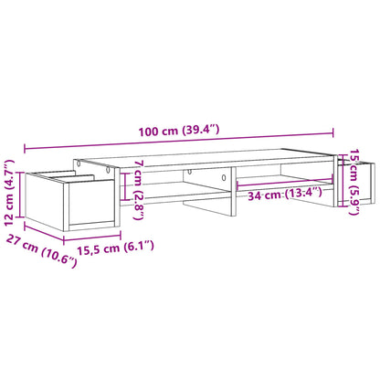 Suporte monitor arrumação 100x27x15cm derivados madeira branco