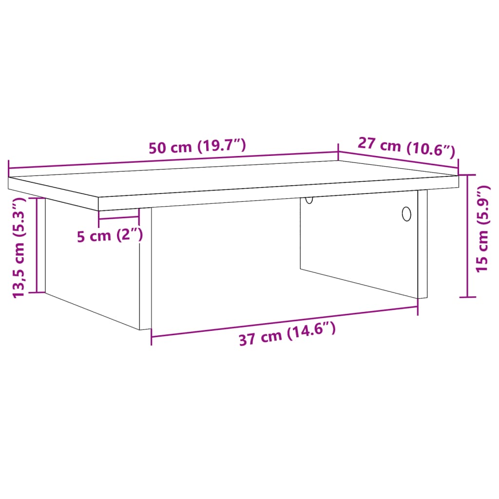 Suporte para monitor 50x27x15 cm derivados de madeira branco