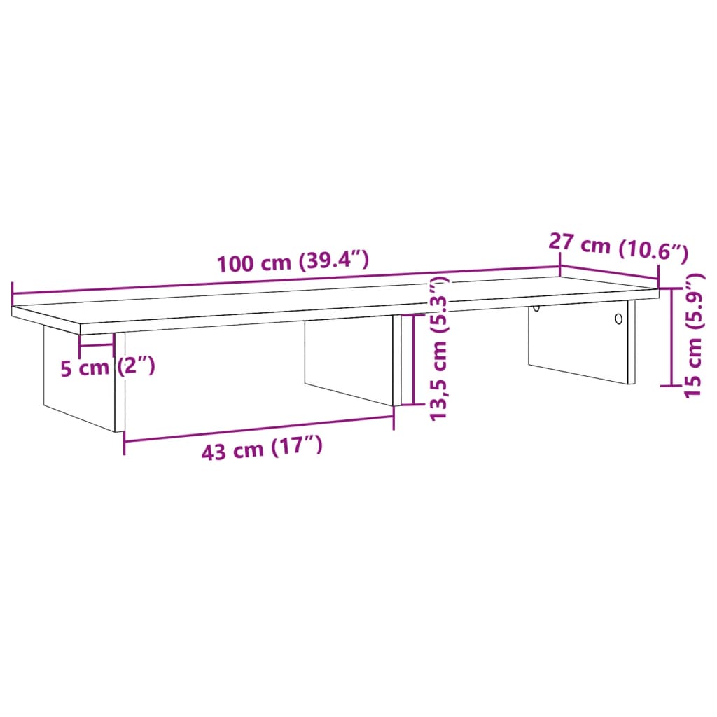 Suporte para monitor 100x27x15 cm derivados de madeira branco