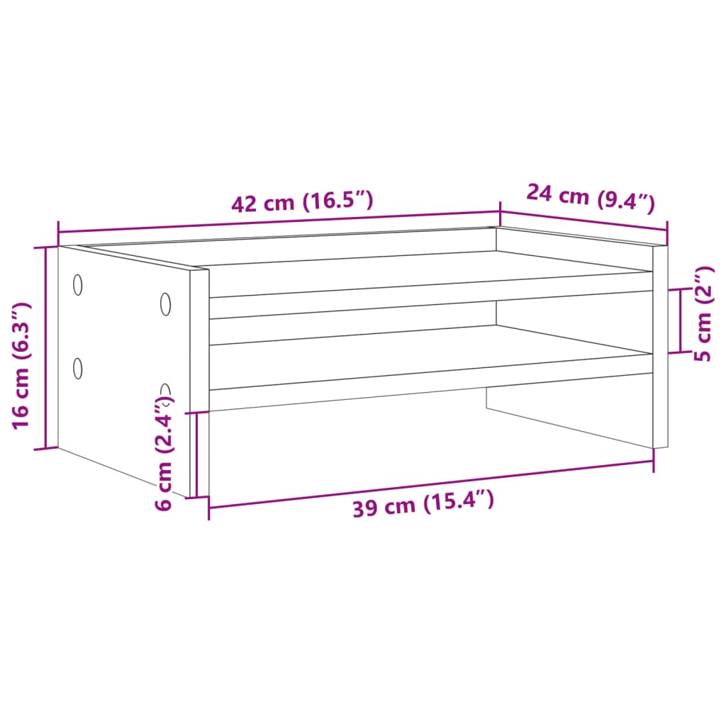 Suporte para monitor 42x24x16 cm deriv. madeira carvalho sonoma