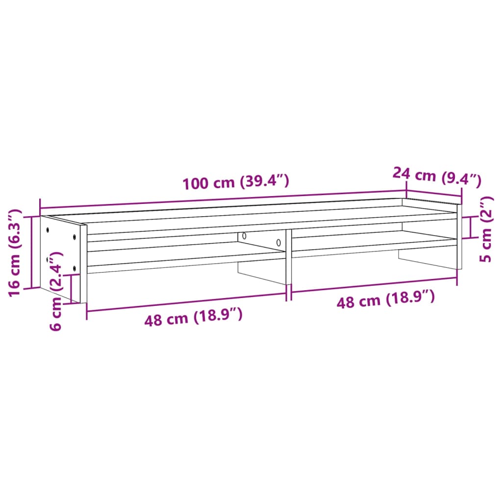 Suporte para monitor 100x24x16 cm derivados de madeira branco