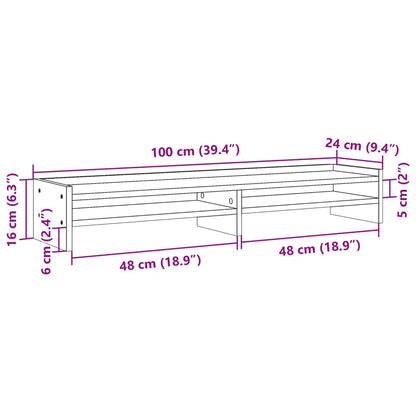 Suporte monitor 100x24x16 cm derivados madeira cinzento sonoma