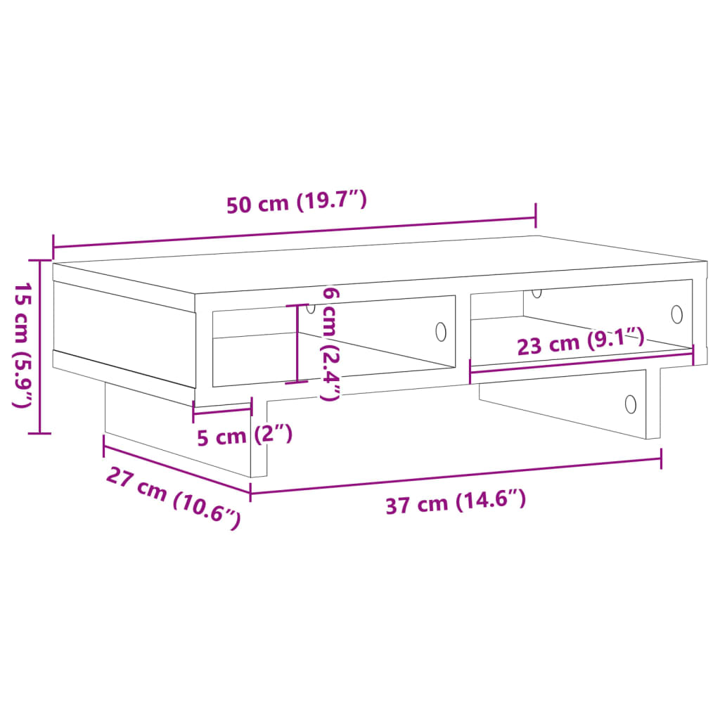 Suporte para monitor derivados de madeira carvalho sonoma