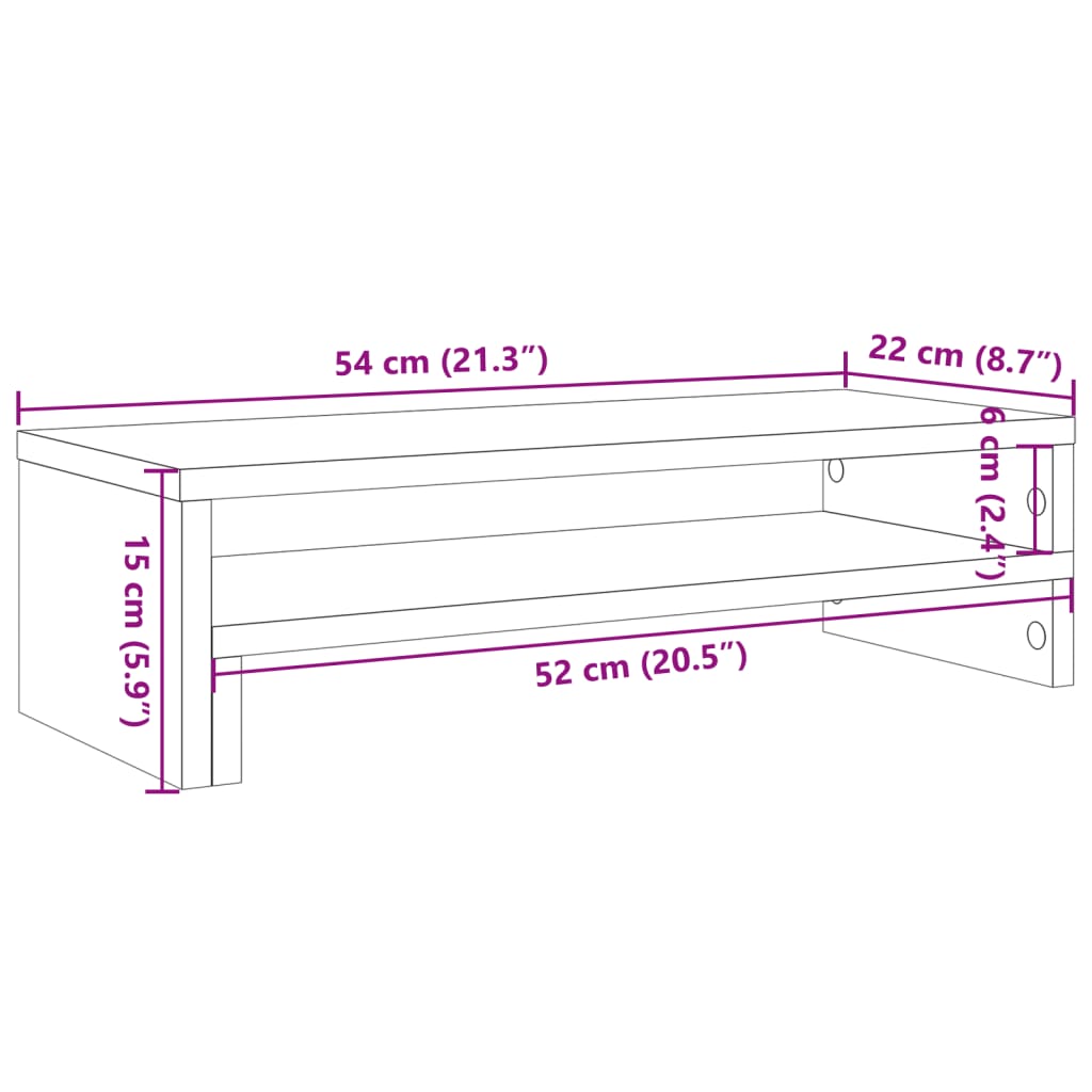 Suporte para monitor derivados de madeira carvalho sonoma