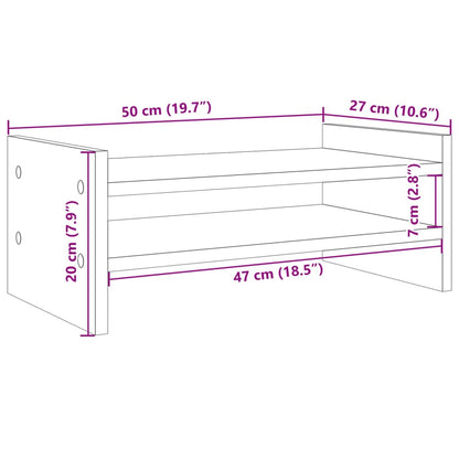 Suporte monitor 50x27x20cm derivados de madeira cinzento sonoma