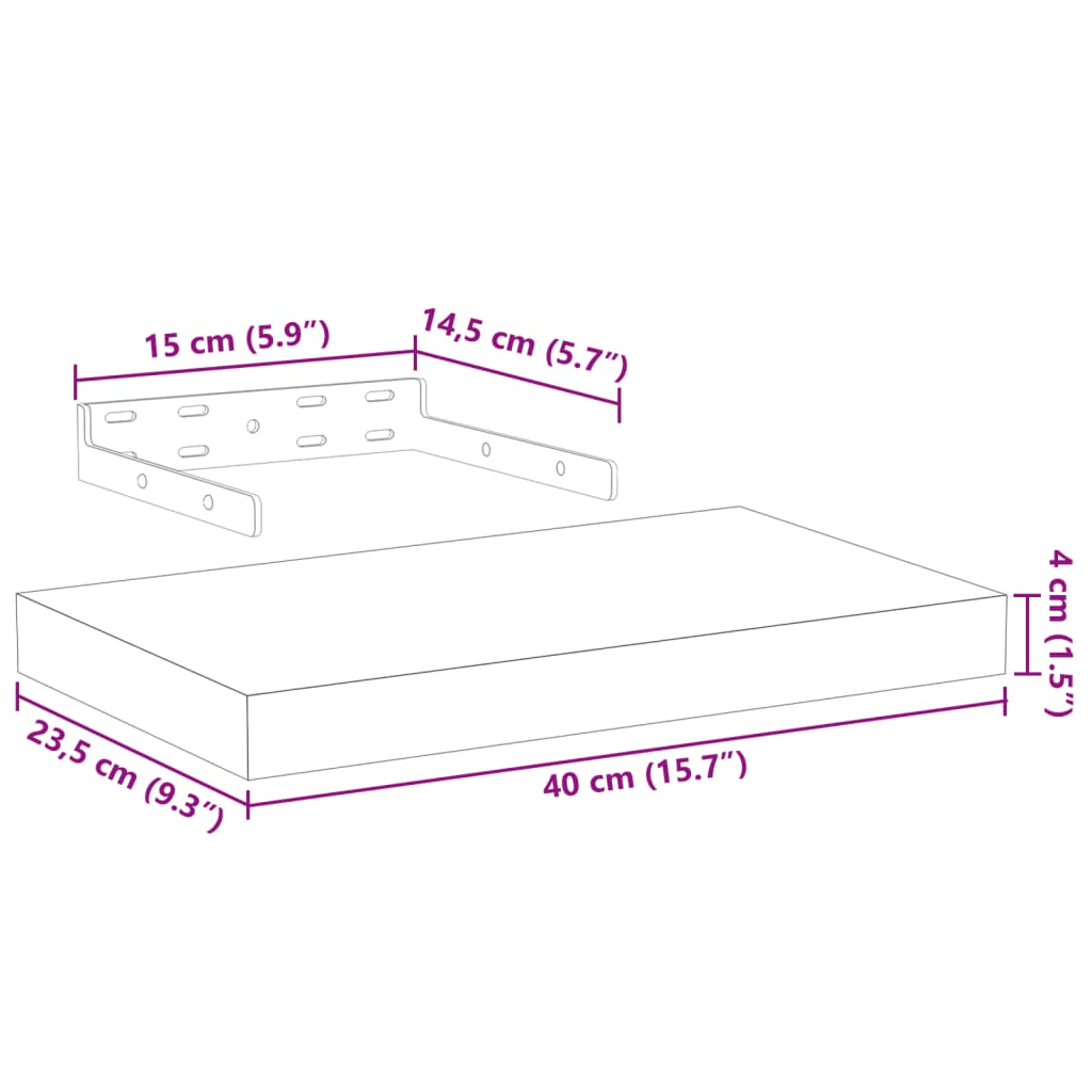 Prateleiras flutuantes 4 pcs 40x23,5x4 cm derivados de madeira