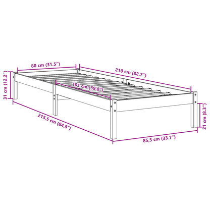 Cama extra longa sem colchão 80x210 cm pinho maciço branco