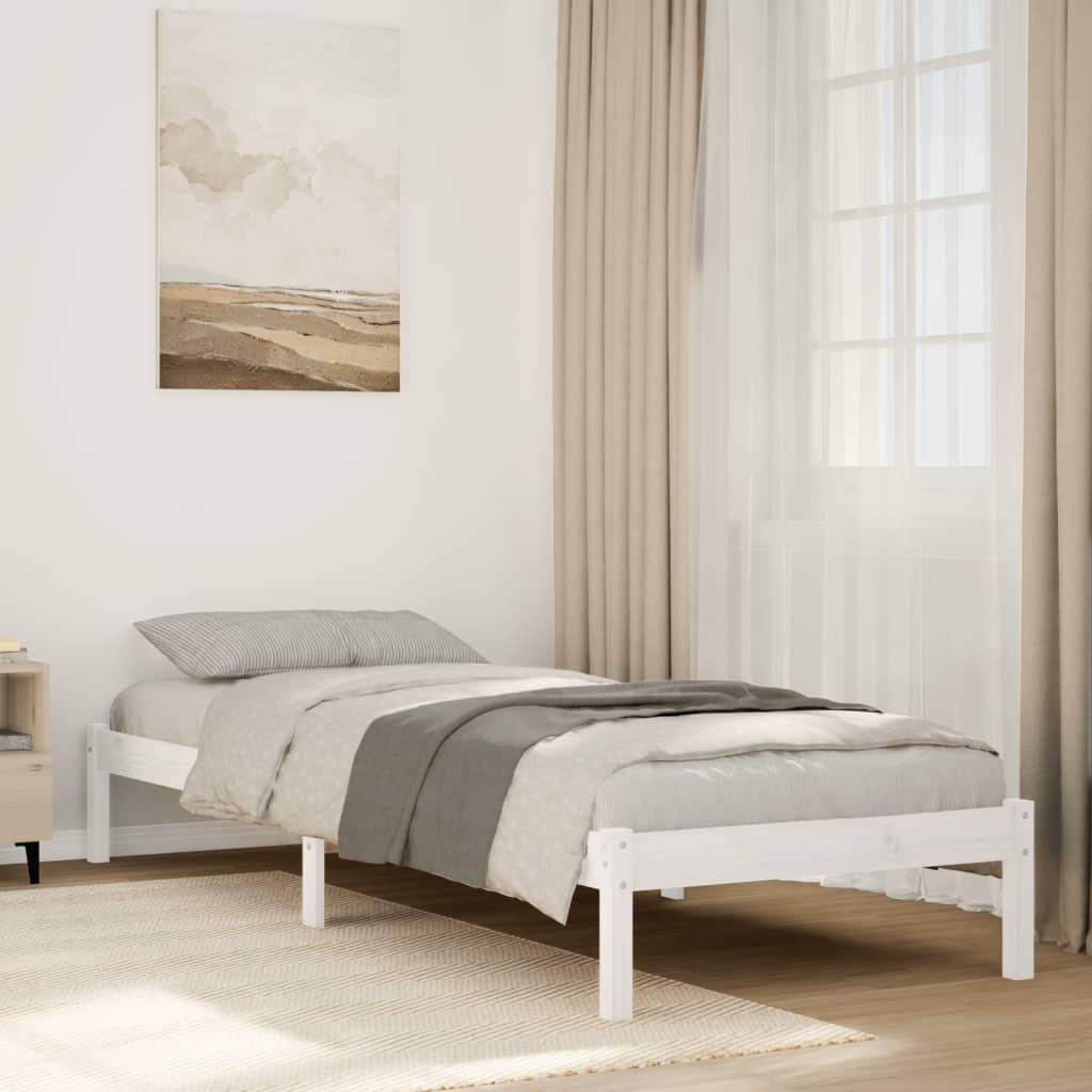 Cama extra longa sem colchão 80x210 cm pinho maciço branco