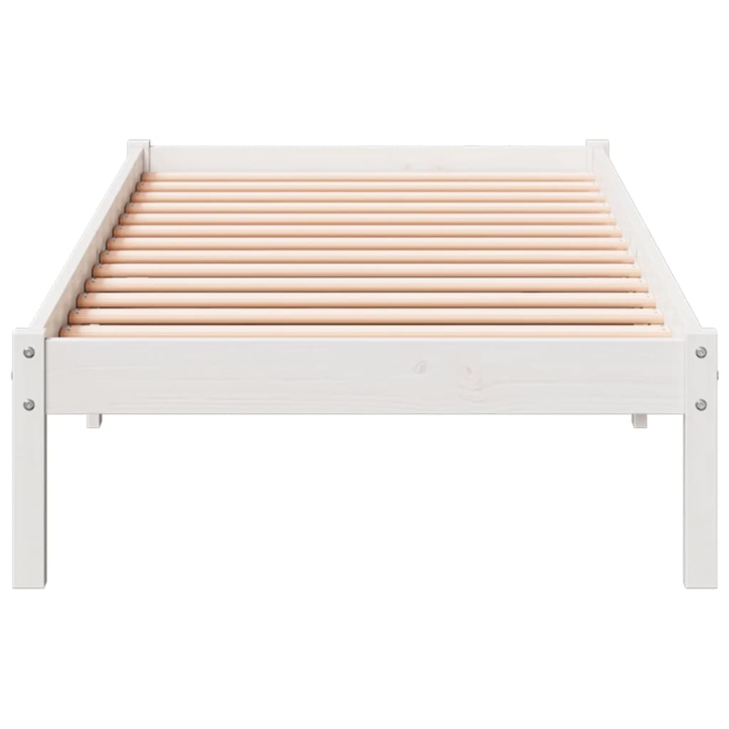 Cama extra longa sem colchão 90x210 cm pinho maciço branco