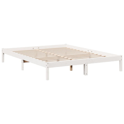 Cama extra longa sem colchão 140x210 cm pinho maciço branco