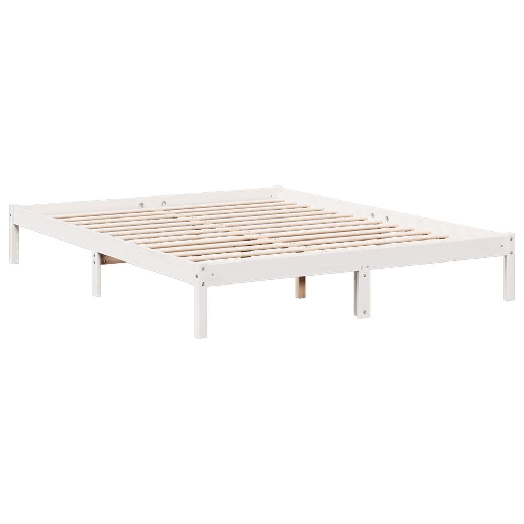 Cama extra longa sem colchão 140x210 cm pinho maciço branco