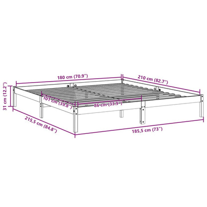 Cama extra longa sem colchão 180x210 cm pinho maciço branco