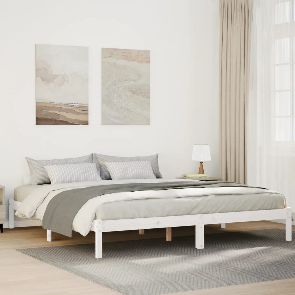 Cama extra longa sem colchão 180x210 cm pinho maciço branco