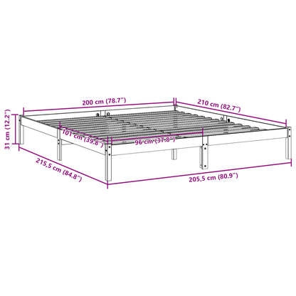 Cama extra longa sem colchão 200x210 cm madeira de pinho maciça