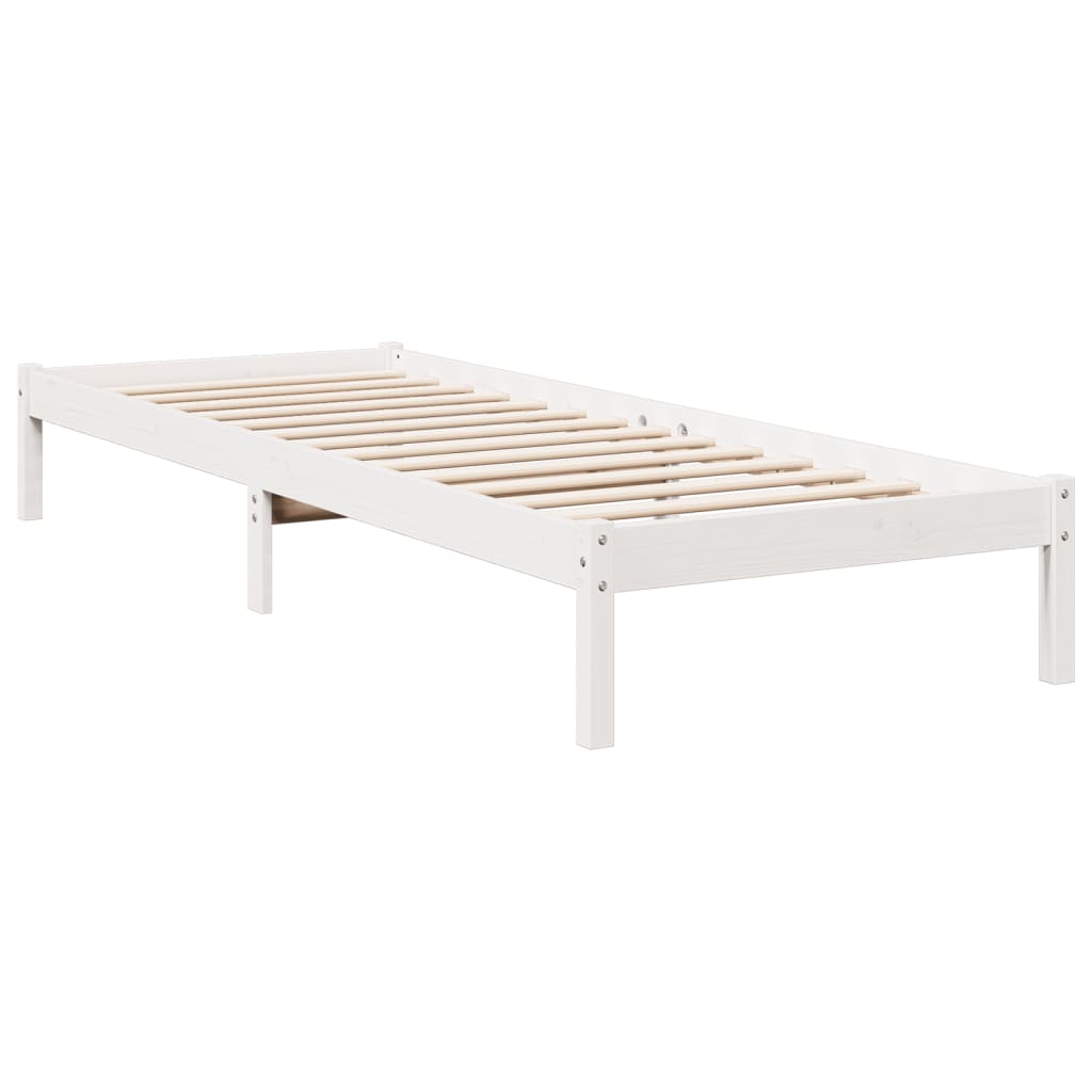 Cama extra longa sem colchão 80x220 cm pinho maciço branco