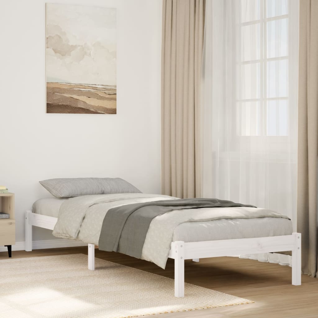 Cama extra longa sem colchão 80x220 cm pinho maciço branco