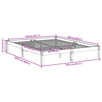 Cama extra longa sem colchão 140x220 cm madeira de pinho maciça