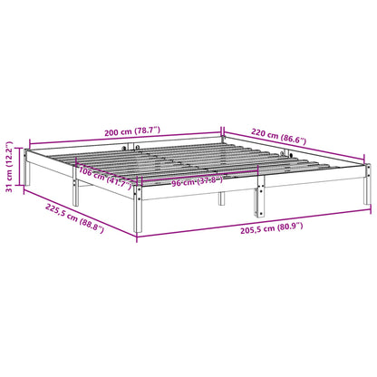 Cama extra longa sem colchão 200x220 cm madeira de pinho maciça