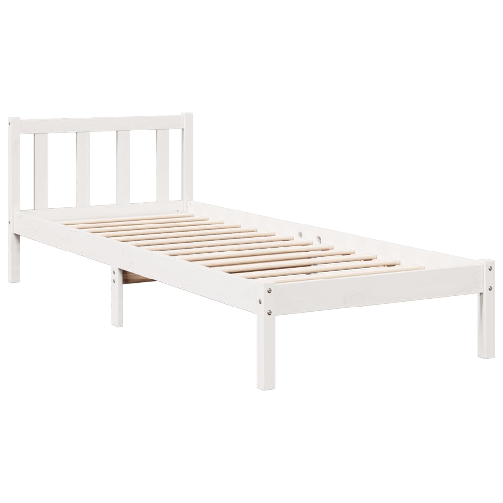 Cama extra longa sem colchão 80x210 cm pinho maciço branco