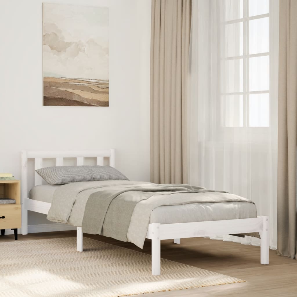 Cama extra longa sem colchão 80x210 cm pinho maciço branco